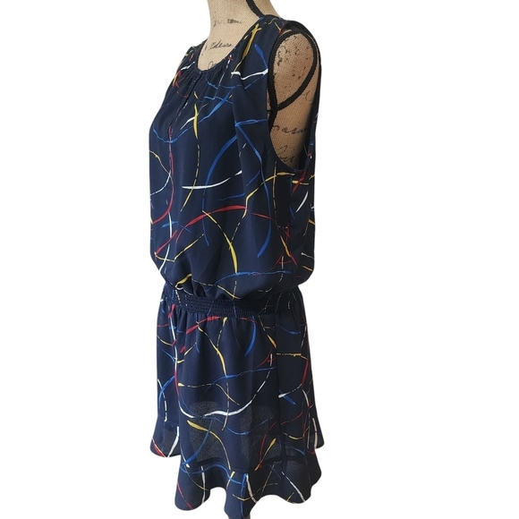 NWT Joie Navy Abstract Mini Dress with Flared Hem - Large - Picture 6 of 10